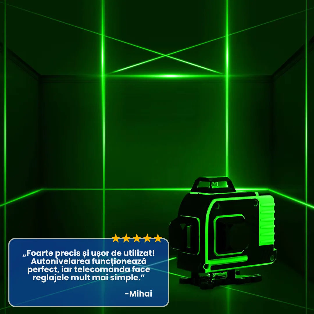 NIVELA LASER 16 LINII - 4D, 2 ACUMULATORI SI 10 ACCESORII