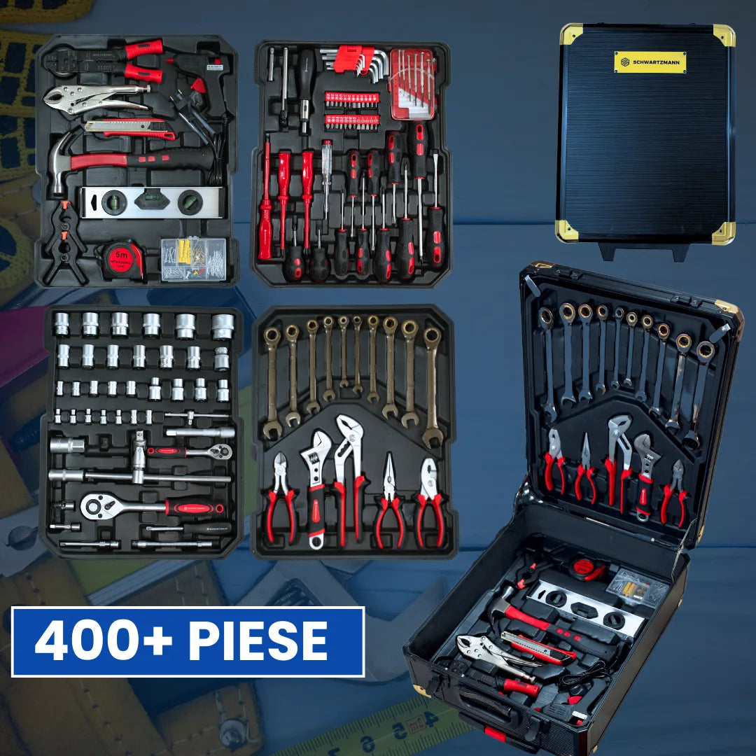 Trusă de Scule Profesională cu 409 Piese în Troller de Aluminiu