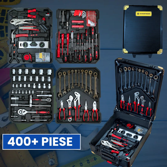 Trusă de Scule Profesională cu 409 Piese în Troller de Aluminiu