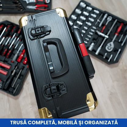 Trusă de Scule Profesională cu 409 Piese în Troller de Aluminiu
